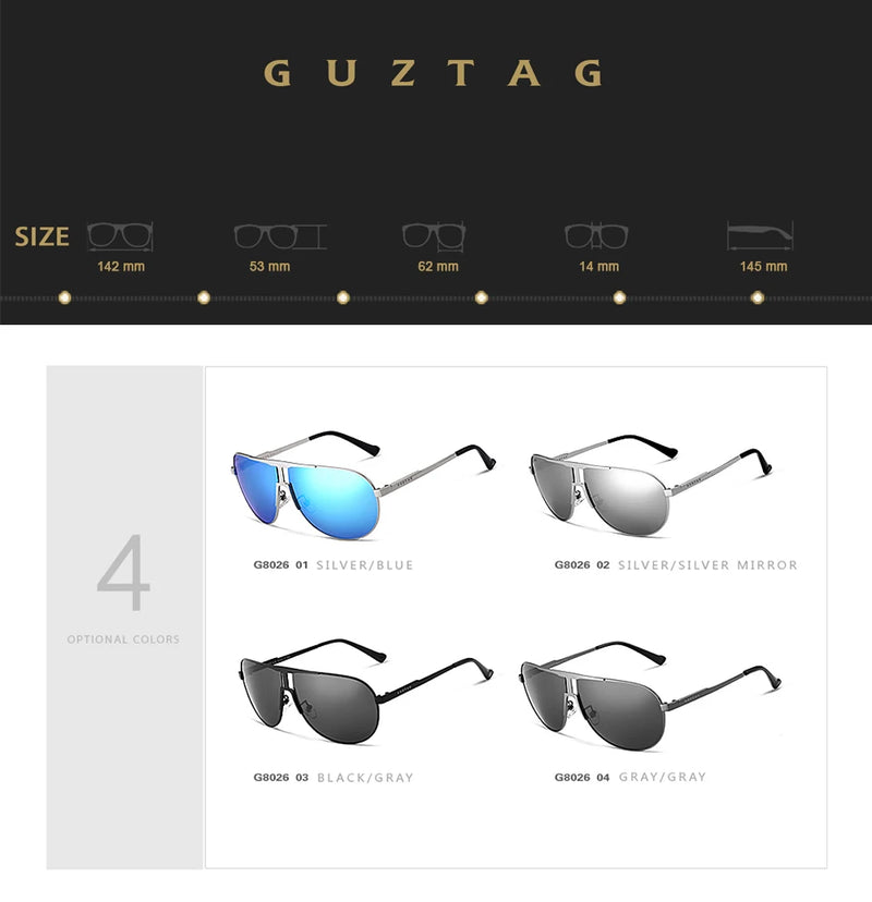 GUZTAG Brand Fashion Classic Polarized Sunglasses Men's Designer Goggle Integrated Eyewear Sun Glasses UV400 For Men G8026