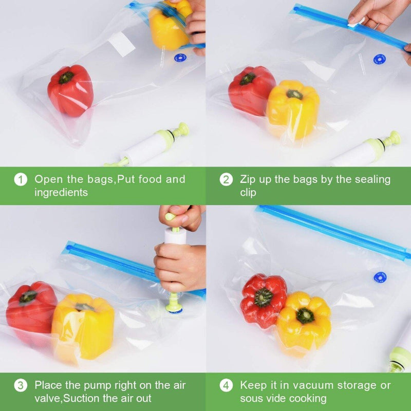 Reusable Vacuum Bags For Freezing Food Storage Seal Bags Fresh Keeping Seal Pack Kitchen Organizer Manual Vacuum Pump Machine