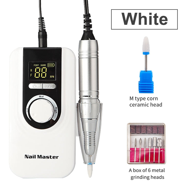 Portable Rechargeable Electric Nail Drill Machine 35000rpm Professional Manicure Drill Machine Art Ceramic Nail Drill Bits 803