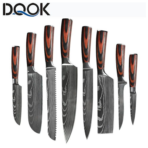 The Damascus Line | Laser-Engraved Japanese Chef Knife Set