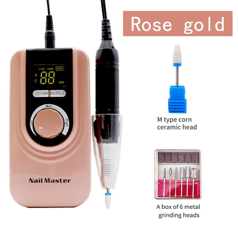 Portable Rechargeable Electric Nail Drill Machine 35000rpm Professional Manicure Drill Machine Art Ceramic Nail Drill Bits 803