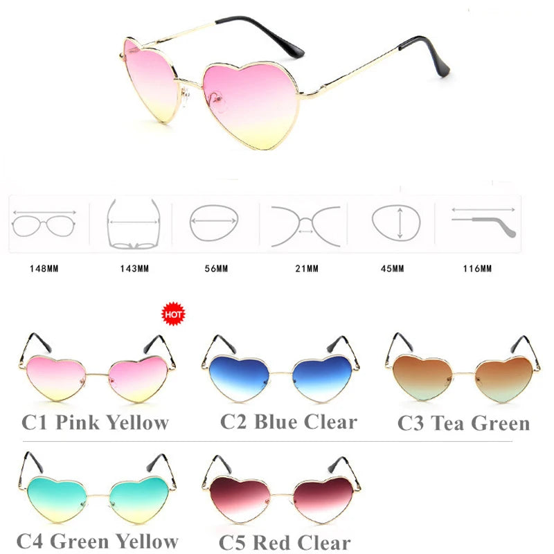 HBK Love Heart Shaped Sunglasses Women Men Small Red Sun Glasses Ladies Sexy Sweet Candy Brand Design Mirror Eyewear UV400