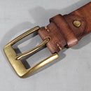 Vintage Luxury Handmade Leather Copper Buckle Man's Belt Cinturon Gotico Cowhide Retro All-match Casual Jeans Soft Belt ABC