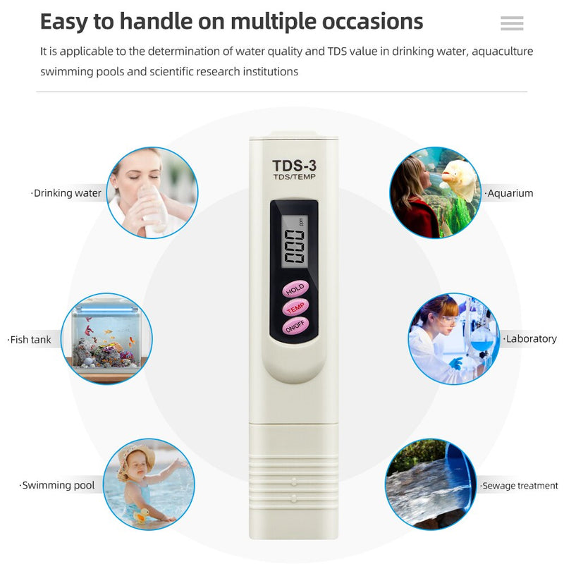 Digital Lcd Display Tds Meter Tester Temperature Tester Pocket Pure Water Pen Conductivity Monitor Liquid Quality Tools