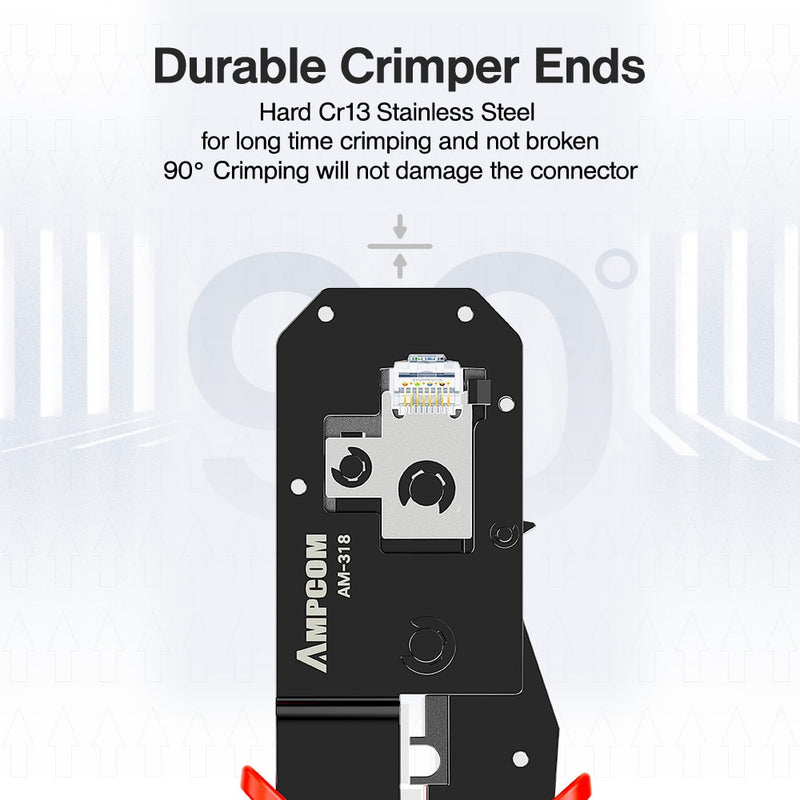 AMPCOM RJ45 Crimping Tool Ethernet Network LAN Cable Crimper Cutter Stripper Plier 8P RJ45 6P RJ12 RJ11 for Modular Connector