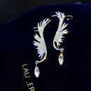 Fashion Angel Wing Full Rhinestone Earrings Popular Leaf Shaped Clear Crystal Earrins For Women Gifts Party Clip Jewelry
