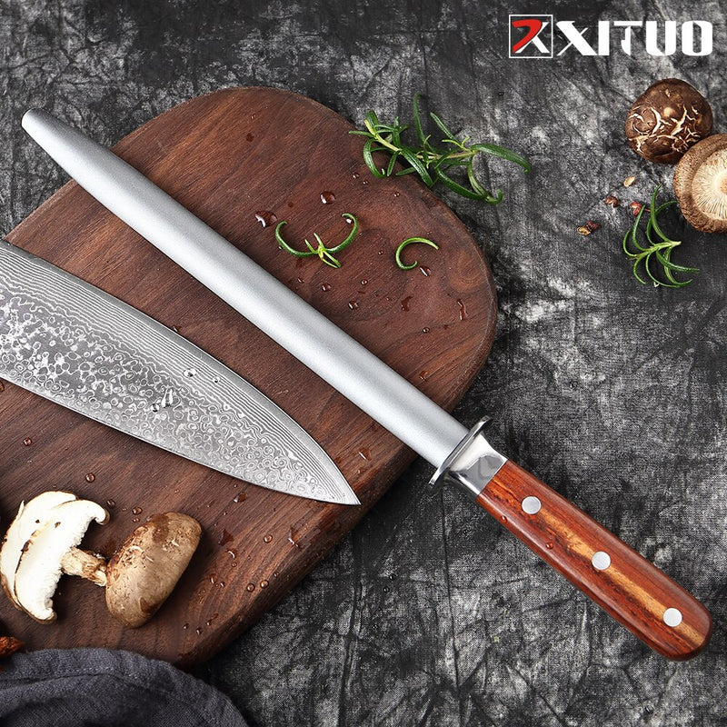 XITUO Professional Alloy Steel Round Shank Sharpening Rod Kitchen Knife Sharpener Knife Shears Scissors Sharpening Stone System