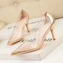 Classic Women Pumps Paillette Leather Low High Heels Shoes Women Fashion Stiletto 6cm Thin Heels Women Sexy Pumps