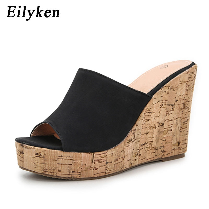 Eilyken 2023 New Summer Casual Cozy Platform Wedges Heels Slippers Ladies Fashion Open Toe Roman Women&