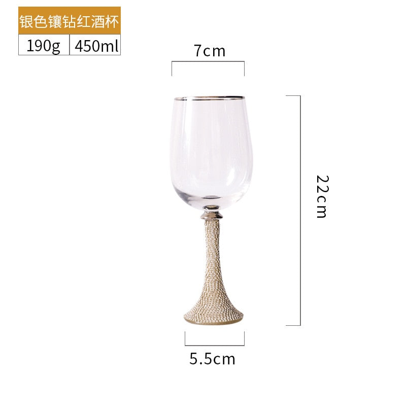 Creative Glass with Diamond Wine Glass Crystal Tall Wine Glass Champagne Glass Home Restaurant Wine Glass Party Banquet Glass