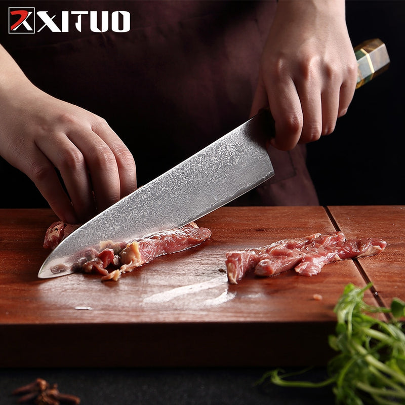 XITUO Kitchen Chef Knife 67 Layers Japanese Damascus Steel Ergonomically Designed Octagonal Stable Wood Handle Meat Cleaver New