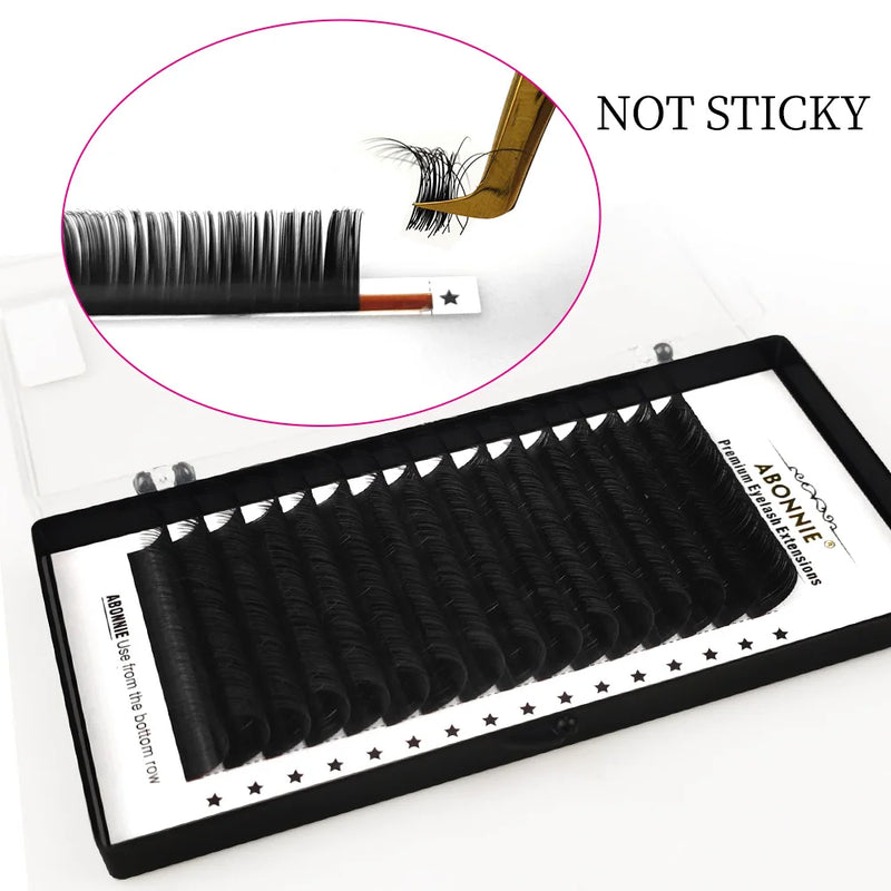 Abonnie Lashes 16Rows Silk Lashes Premium Individual Eyelashes Extensions 8-18mm All Size Cilios Single