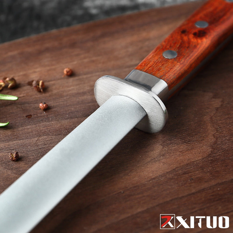 XITUO Professional Alloy Steel Round Shank Sharpening Rod Kitchen Knife Sharpener Knife Shears Scissors Sharpening Stone System