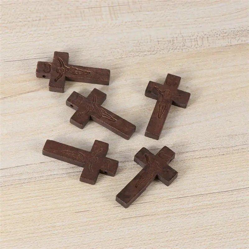 70pcs DIY Wooden Crafts Christian Cross Decorations Jewelry Necklace Ornaments For Women Men Gifts Wooden Cross