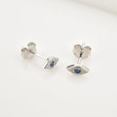 ANDYWEN 925 Sterling Silver CZ Eye Huggies Earrings 7.5mm Mini Hoops Loops Clips Crystal Blue Zircon Fashion 2020 Women Jewelry