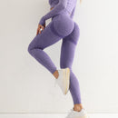 Fitness Damen Sport Nahtlose Leggings Hohe Taille Elastische Einfarbige Yoga Leggings Fitnessstudio Jogging Schnelltrocknende Push Up Slim Hose Damen