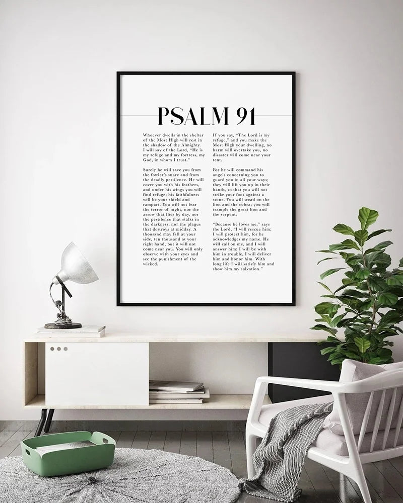Psalm 91 Scripture Wall Art He Who Dwells In The Shelter Bible Verse Canvas Painting Poster Print For Your Christian Home Decor