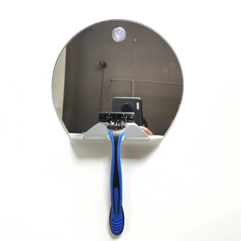 Unbreakable Anti-fogging Bathing Mirror for Shaving Razor Hook Holder Suction Cup to Washroom Wall Fogless Travel Mirror