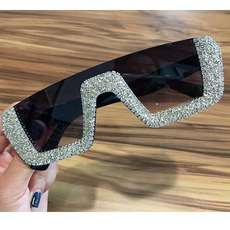 Square Luxury Sunglasses women Brand Designer Ladies Oversized rhinestone Sunglasses Men Half Frame eyeglasses For Female UV400