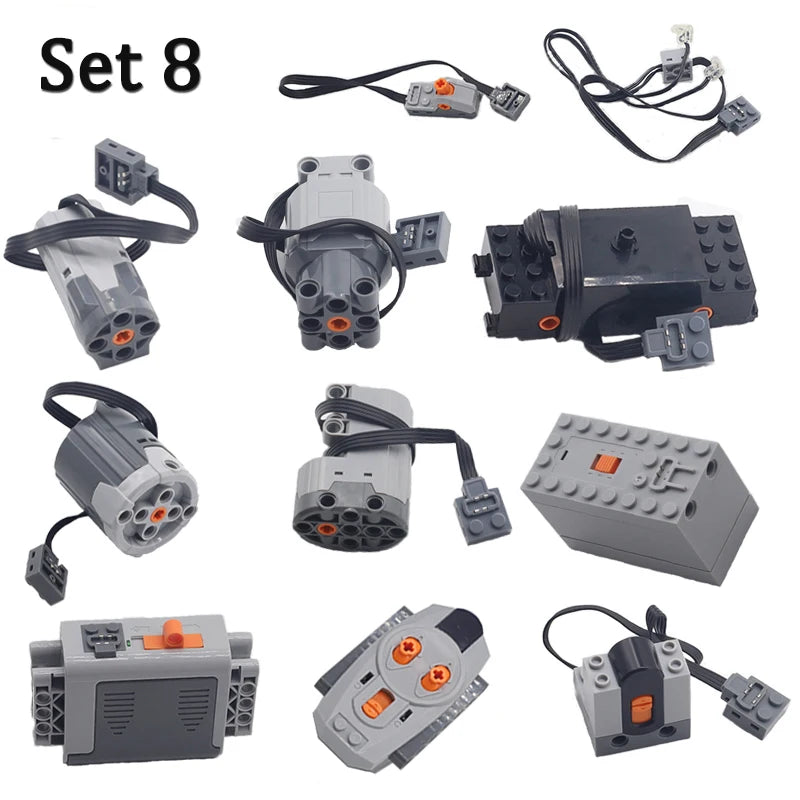 Technical Enhanced Motor Kit Power Function Switch IR Remote Control Receiver Battery Box Train Motors High-tech parts Sets