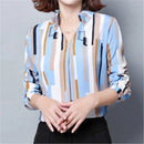 Women Blouse Shirt 2022 Spring Elegant Long Sleeve Print V-Neck Chiffon Blouse Female Work Wear Shirts Tops Plus Size