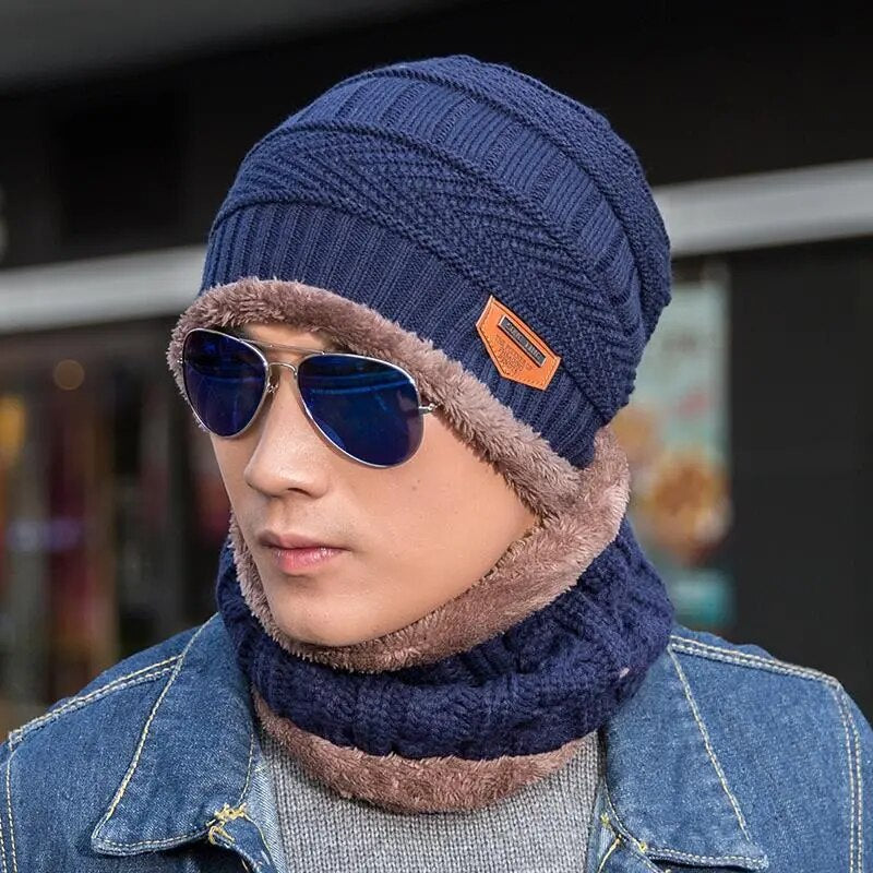Fashion Knitted Winter Hats For Men Thick and Warm Men Winter Hat Black Autumn Beanie Hat Men Wool Ski Hats Beanies Bonnet 2019