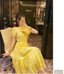 Tingfly Vintage Elegant Women Summer Embroidery Hollow Out Midi Long Dresses Lady Boho A Line Vestidos Elbise Frocks Vestidos Za