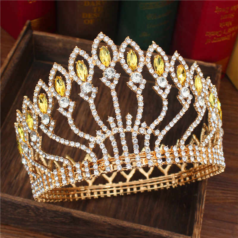 Crystal Queen Wedding Tiara Crown Bridal Pageant Hair Ornaments Baroque Diadem Headpiece Women Bride Head Jewelry Accessories