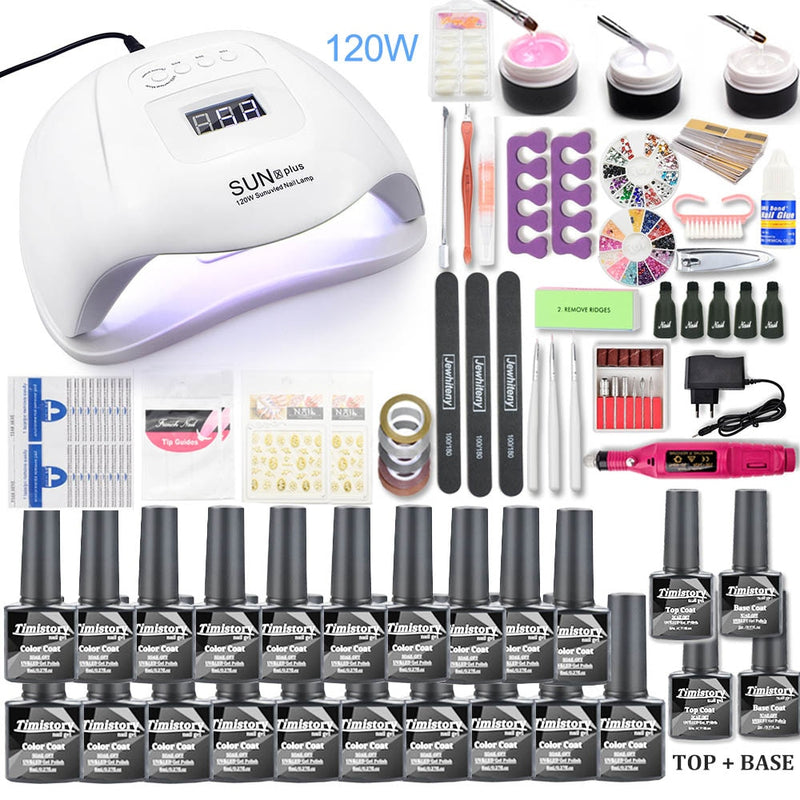 Nail Set 114W/54W UV LED Nail Lamp Dryer 20000RPM Machine Polish Nail Drill And Nail Extension Crystal Paste Nail Art Kit