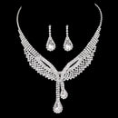 TREAZY Luxury Silver Color Crystal Choker Necklace Earrings Jewelry Set for Women Heart Tassels Bridal Wedding Jewelry Sets