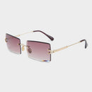 HBK Blue Rimless Sunglasses Women 2021 Retro Style Small Rectangle Gold Red Metal Chain Sun Glasses Square Frameless For Men
