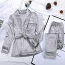 HiLoc Warm Velvet Sleepwear Solid Robes And Pants Home Suit Pocket Long Sleeve Home Clothes For Women Pajama Woman Winter 2020