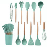 The Atelier Set | 12-Piece Food-Grade Silicone Kitchen Utensil Set with Wooden Handles