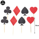 Poker Theme Cake Toppers Casino Birthday Cupcake Topper Gambling Scene Playing Card Picks Adults Kids Birthday Party Supplies