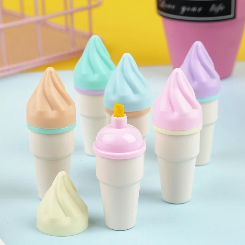 1 PCS Cute Highlighter Wine Bottle Ice Cream Fountain Pen Lovely Cartoon Paint Marker Pen School Office Office Stationery Supply