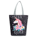 New Lady Tote Bags Black White Cute Cat Printed Fabric Eco Handbag High Capacity Shopping Office Reusable Casual Shoulder Bag