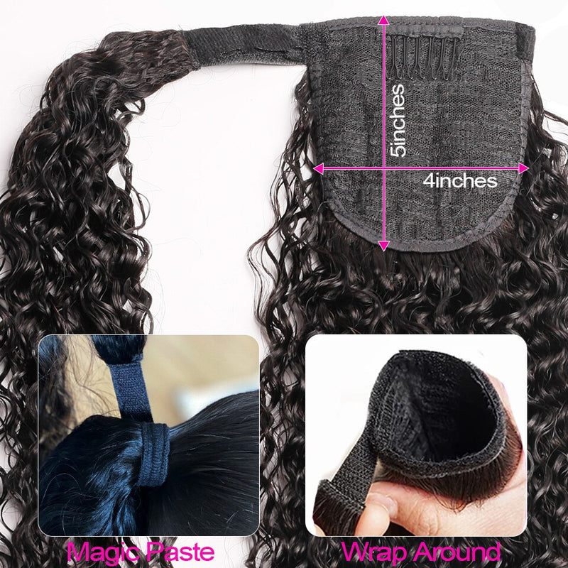 Kinky Curly Wrap Around Ponytail Human Hair Brazilian Magic Paste Pony Tail Extensions Hairpieces For Women Remy Hair