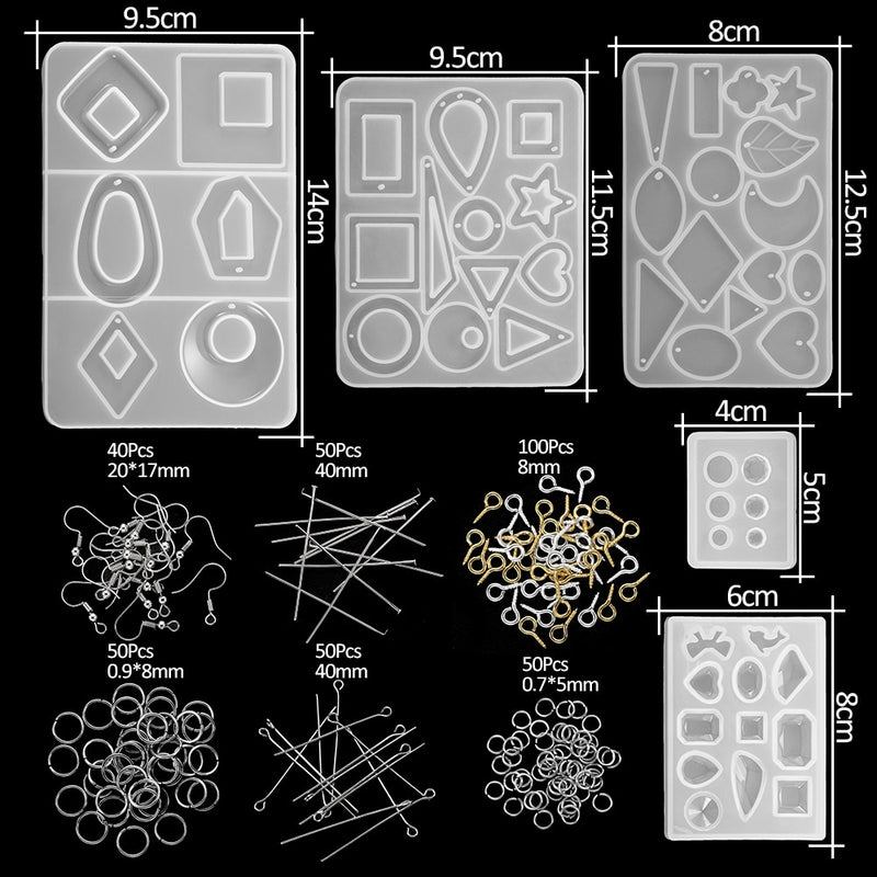 1 Set Mixed Style Silicone Epoxy Resin Casting Molds UV Tool Set For DIY Pendant Jewelry Making Finding Accessories Supplies