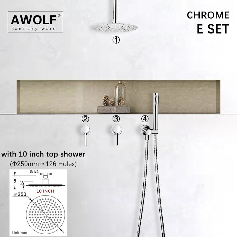 Bathroom Shower Set Brushed Rose Gold Simplicity Solid Brass Shower Faucet Shower Bath Mixer Tap Black And Chrome Color AH3023