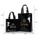 Princess Crown Print PVC Wiederverwendbare Einkaufstasche für Damen Umweltfreundliche Sommer-Tragetasche Strandtasche Große lässige Damentasche für die Arbeit