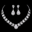 TREAZY Luxury Silver Color Crystal Choker Necklace Earrings Jewelry Set for Women Heart Tassels Bridal Wedding Jewelry Sets