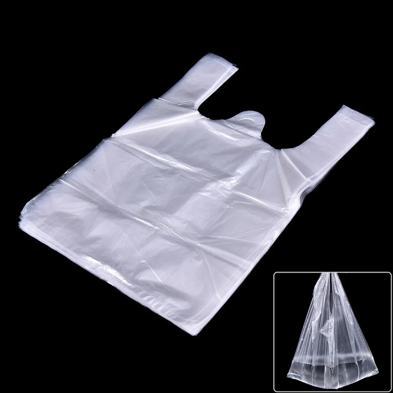 100Pcs/lot  Multifunction White Vest Style Plastic Carrier Bags Reusable Grocery Packaging Shopping Bags 15*23cm