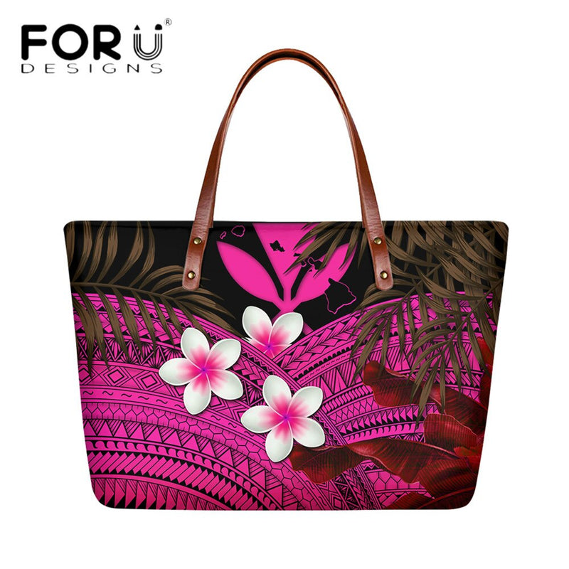 FORUDESIGNS High Quality Women Handbag Polynesian Pattern Hibiscus Flower Printing Personal Luxury Female Shoulder Bolsas