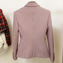 HIGH STREET Newest 2023 Designer Jacket Women's Classic Metal Buttons Double Breasted Slim Fitting Houndstooth Blazer