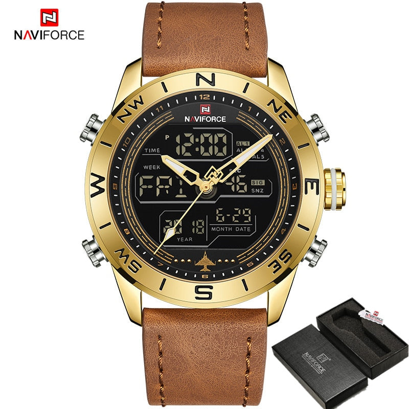 NAVIFORCE Sport Watches for Men Top Brand Luxury Military Leather Men&