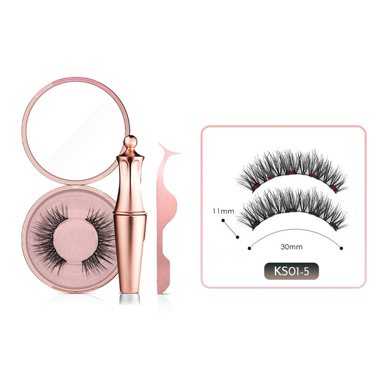 Magnetic False Eyelashes No Glue Full Eye 5 Magnet Reusable Fake Eyelashes Natural Soft Eyelashes Extension Magnetic Eyelash Kit