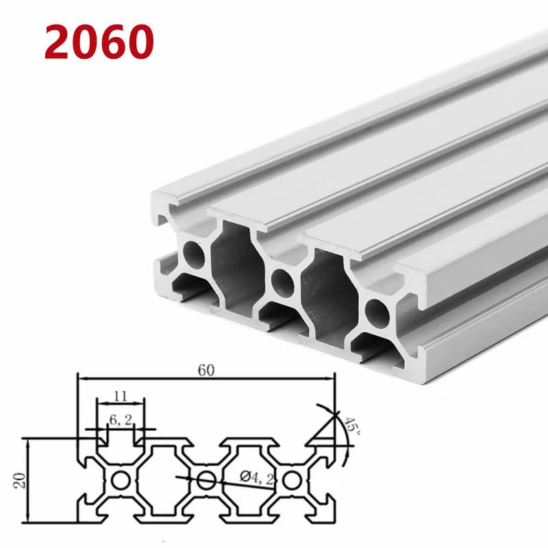 1/2pcs/lot 2020 2040 2060 2080 20100 Aluminum Profile Extrusion 100mm-500mm Length Linear Rail For DIY 3D Printer Workbench CNC