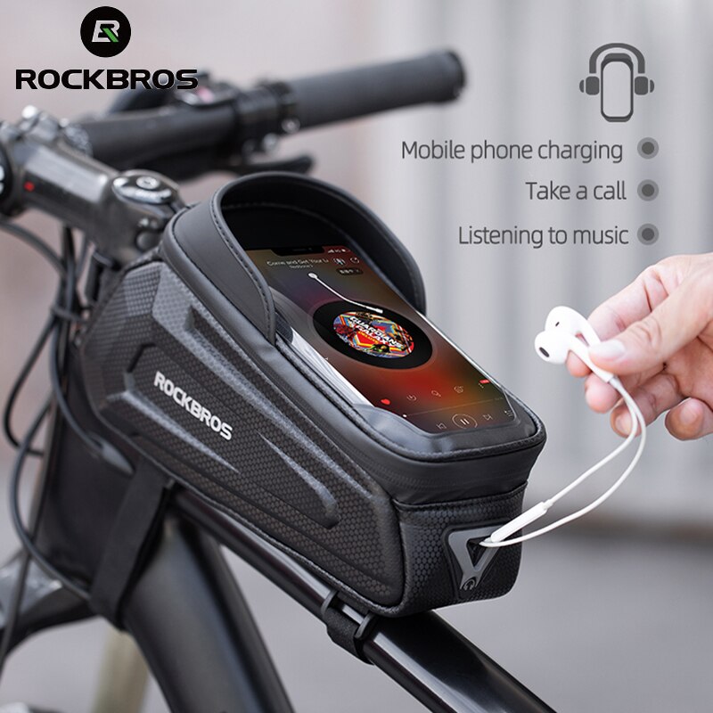 ROCKBROS 6.8 Inch Phone Bag Rainproof 1.7L Bicycle Bag Touch Screen Cycling Hard Shell Bag MTB Road Bike Phone Bag Accessories