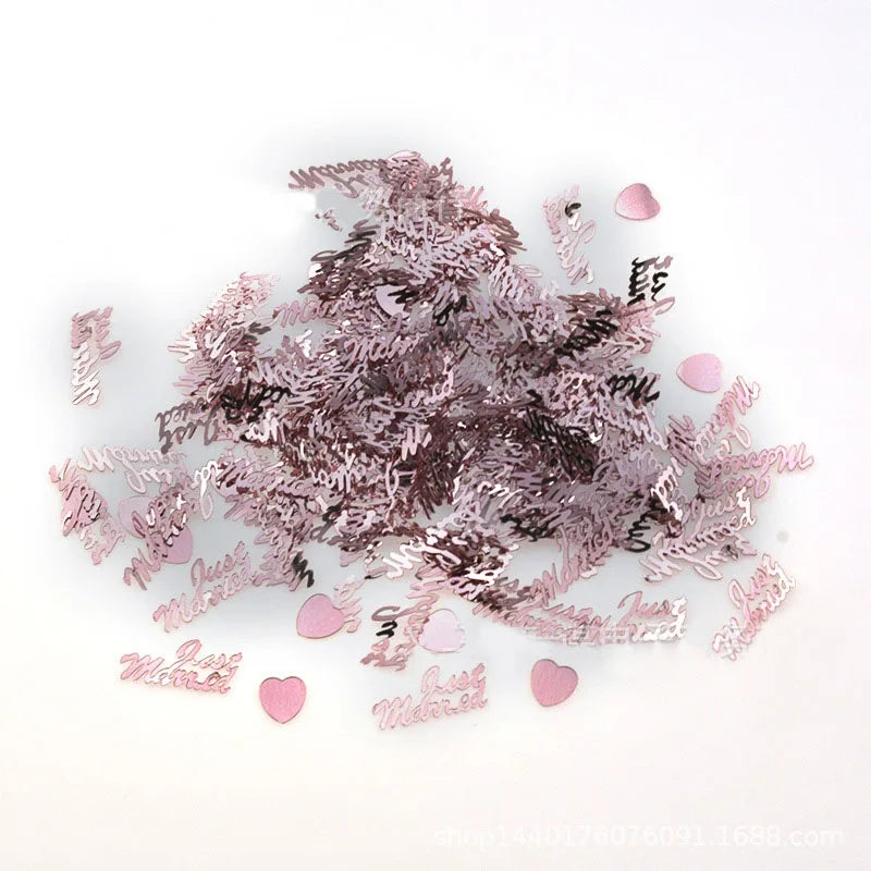15g Wedding Decors Just Married & Hearts Rose Gold Silver Red Table Confetti Bridal Shower Scatters Anniversary Party Supplies