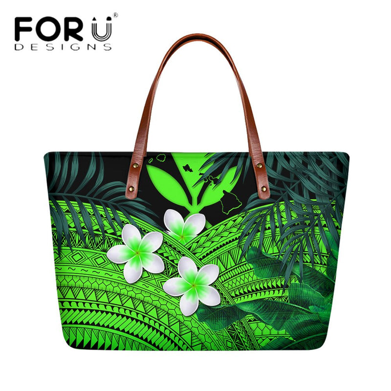 FORUDESIGNS High Quality Women Handbag Polynesian Pattern Hibiscus Flower Printing Personal Luxury Female Shoulder Bolsas